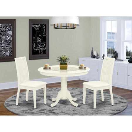 East West Furniture 3 Piece Hartland Dinette Set - Linen White HLIP3-LWH-C